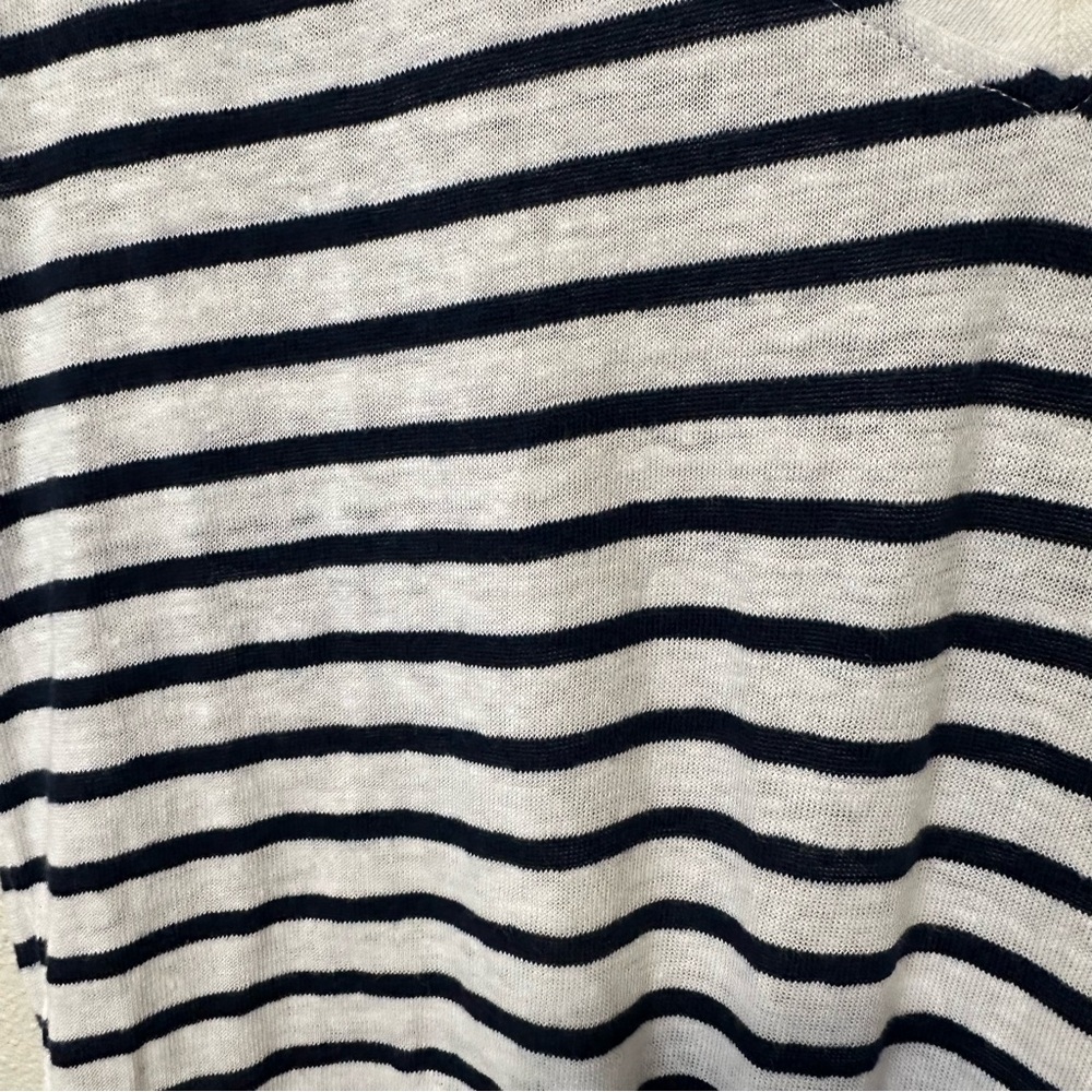 Faherty Navy and White Striped V-Neck Top - Picture 5 of 7